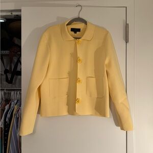 Zara Light Yellow Blazer with Floral Buttons